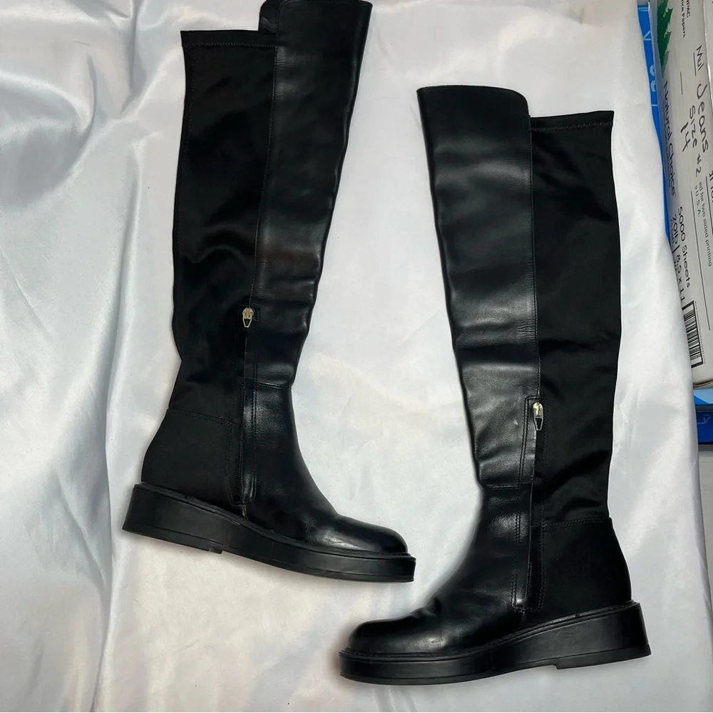 Dolce Vita Ember Black Leather Over-the-Knee Boots Size 6.5